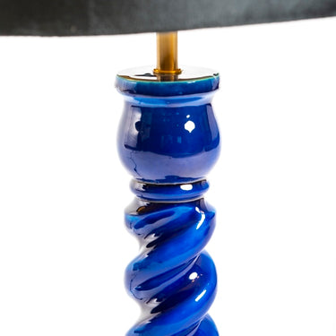 Sapphire Blue Gloss Wooden Table Lamp