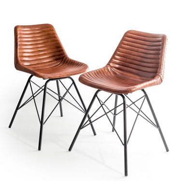 Industrial Vintage Leather & Iron Chair