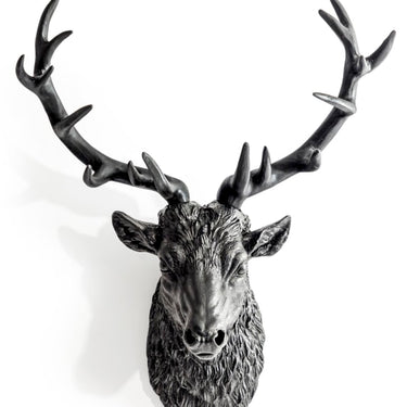 Large Matt Black Stag Wall Head
