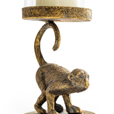 Crouching Monkey Candle Holder with Glass Cover