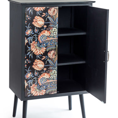 Tall Floral Column Side Cabinet