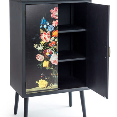 Tall Floral Bouquet Side Cabinet
