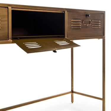 Brushed Gold Metal 3 Drawer Console Table