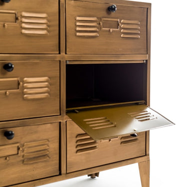 Brushed Gold Metal Multi Drawer Side Cabinet