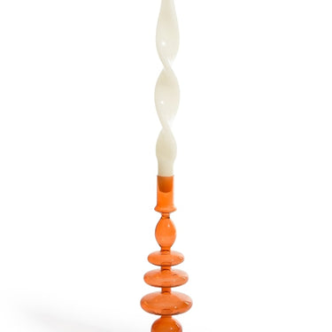 Red / Burnt Orange Glass Candle Holder