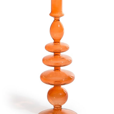 Red / Burnt Orange Glass Candle Holder