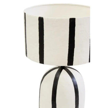 Black And White Stripe Papier Mache Table Lamp