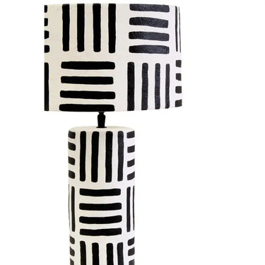 Black And White Stripe Papier Mache Table Lamp