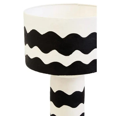 Black And White Curved Stripe Papier Mache Table Lamp