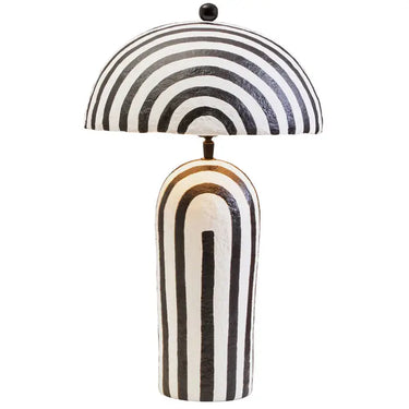Black And White Stripe Table Lamp With Dome Shade