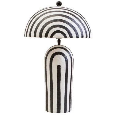 Black And White Stripe Table Lamp With Dome Shade