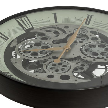 INDUSTRIAL IRON MOVING GEARS CLOCK SIDE TABLE