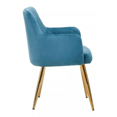 Light Blue Velvet Angular Dining Chair