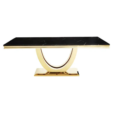 Black Faux Marble Rectangular Dining Table