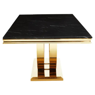 Black Faux Marble Rectangular Dining Table