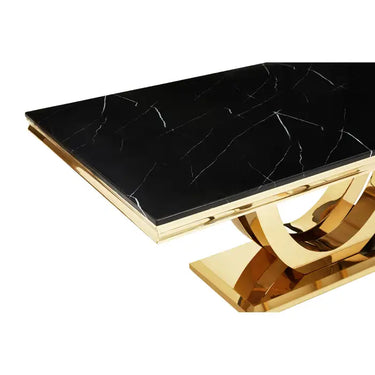 Black Faux Marble Rectangular Dining Table
