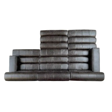 King Distressed Slate Leather Ottoman