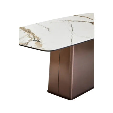 White Ceramic Marble Effect Rectangular Dining Table