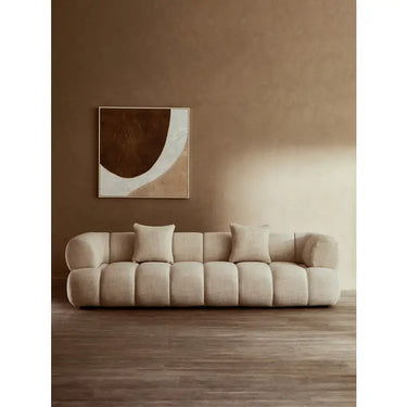 Cream Velvet Fabric 3 Seater Sofa