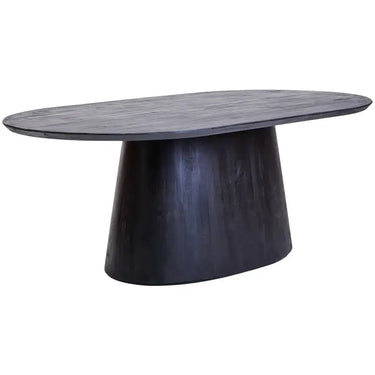 Oval Mango Wood Black Finish Dining Table