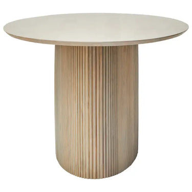 Mango Wood Grey Finish Ridge Detail Oval Dining Table