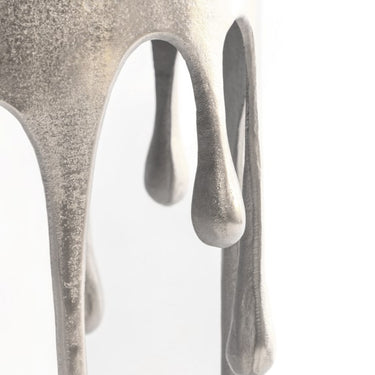 Raw Nickel Drip Round Aluminium Side Table