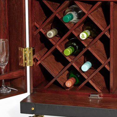 Large Leather Two-door Wine / Bar Cabinet