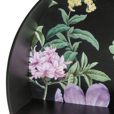 Black Floral Metal Wall Unit With Shelf