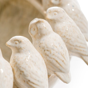 WHITE CERAMIC FLOCK OF BIRDS BOWL
