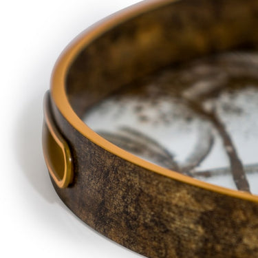 SET OF 2 DARK GOLD PALM TREE SERVING TRAYS