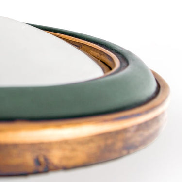 Set of 12 Assorted Antique Green / Gold Framed Convex Mirrors