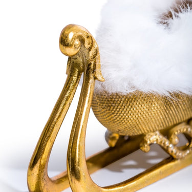 Gold Beaded Fur Sleigh Bottle Holder / Storage Bowl