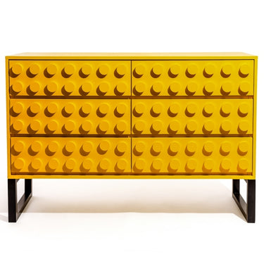 Yellow Block Solid Wood 6 Drawer Side Cabinet