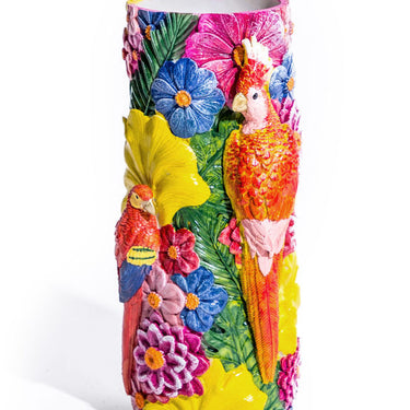 Vibrant Coloured Floral Bird Vase