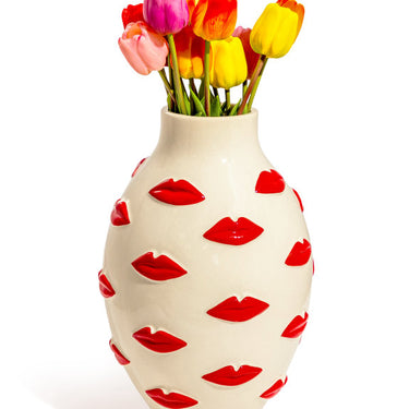 Large Multi Red Lips Vase