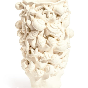 White Sea Shell Large Ceramic Vase