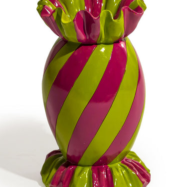 Large Purple/Green Striped Candy Ceramic Vase