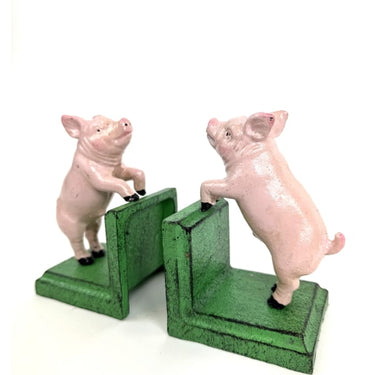 Cast Iron Pair of Pigs Bookends