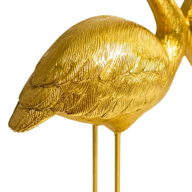 Gold Love Heart Pair of Flamingos Figure