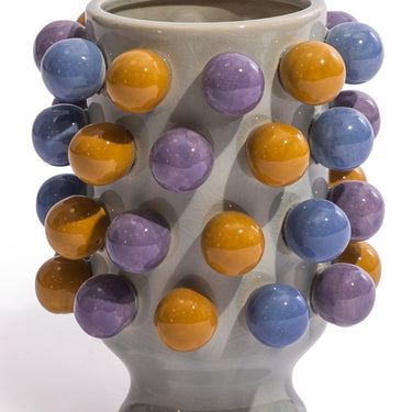 Ceramic Yellow / Blue / Lilac "Pom Pom" Vase