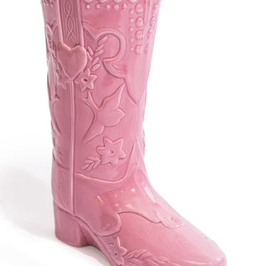 Large Pink Cowboy Boot Ceramic Vase