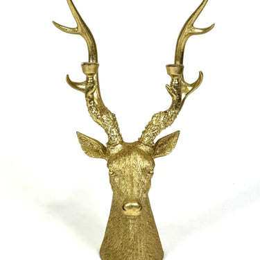 Gold Stag Head Candle Holder