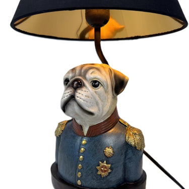 Gentry Pug Table Lamp  Black, Gold-Lined Shade