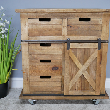 Mango Wood And Iron Rustic Cabinet