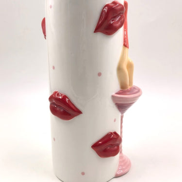 "Drunk in Love" Cocktail & Lips Ceramic Vase