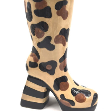Leopard Print Heeled-Boot Ceramic Vase