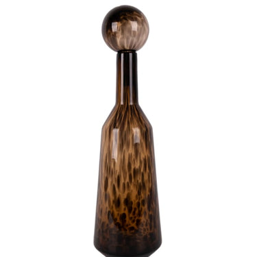 Tall Amber Leopard Print Glass Apothecary Bottle