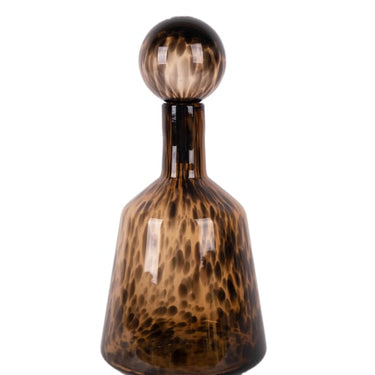 Large Amber Leopard Print Glass Apothecary Bottle