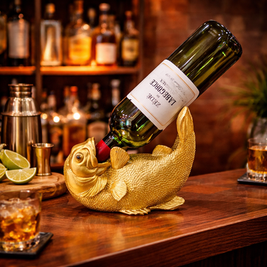 Gold Drink Like A Fish Wine Bottle Holder