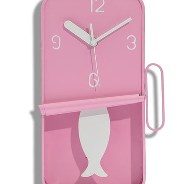 Pink Metal Sardine Tin Pendulum Wall Clock